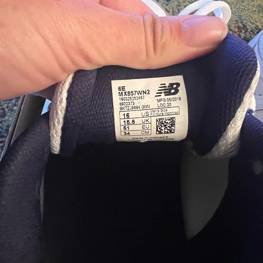 New Balance White and Navy Sneakers